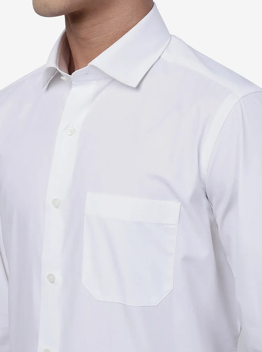 White Solid Slim Fit Formal Shirt | Greenfibre