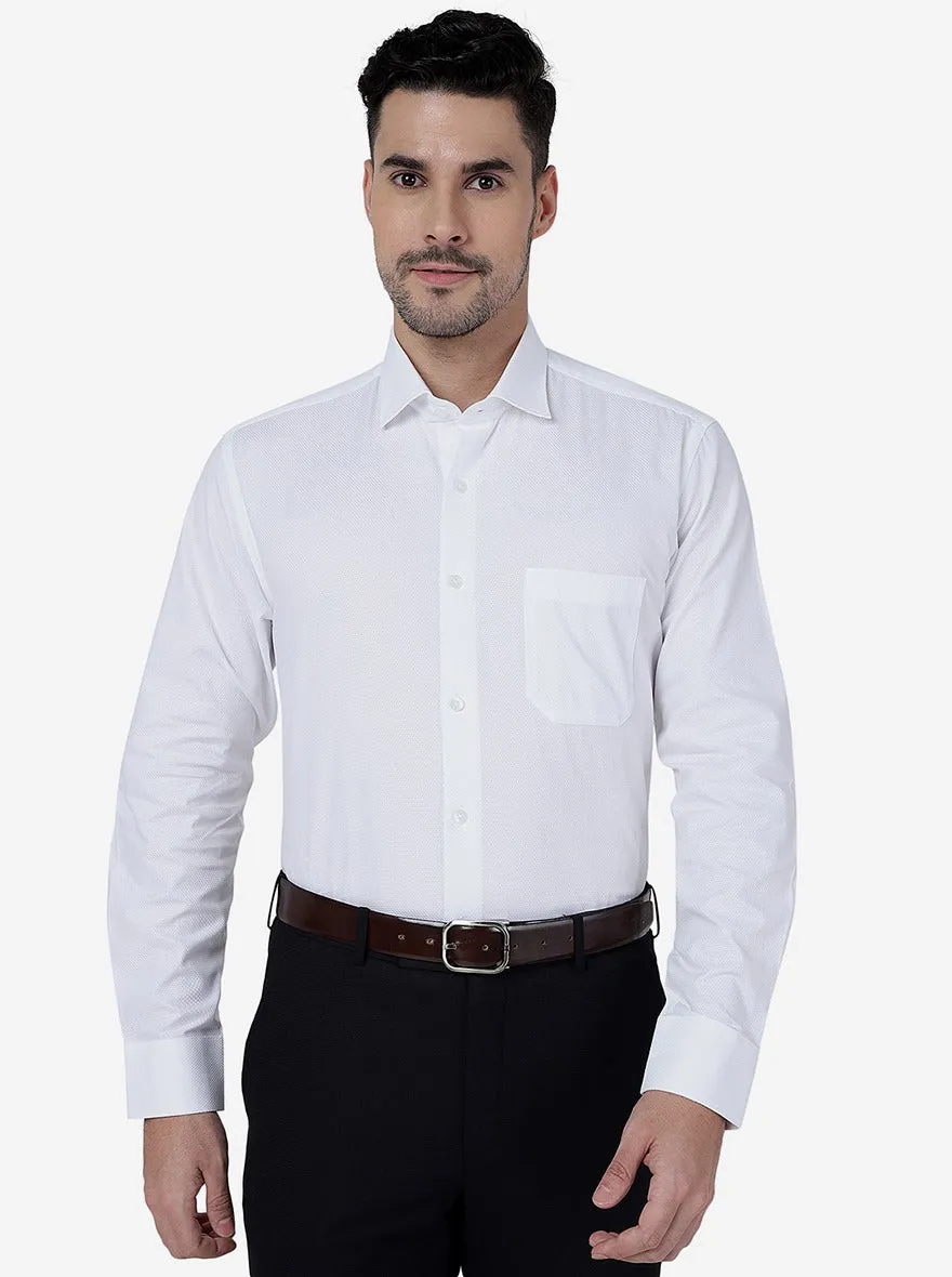 White Solid Slim Fit Formal Shirt | Metal