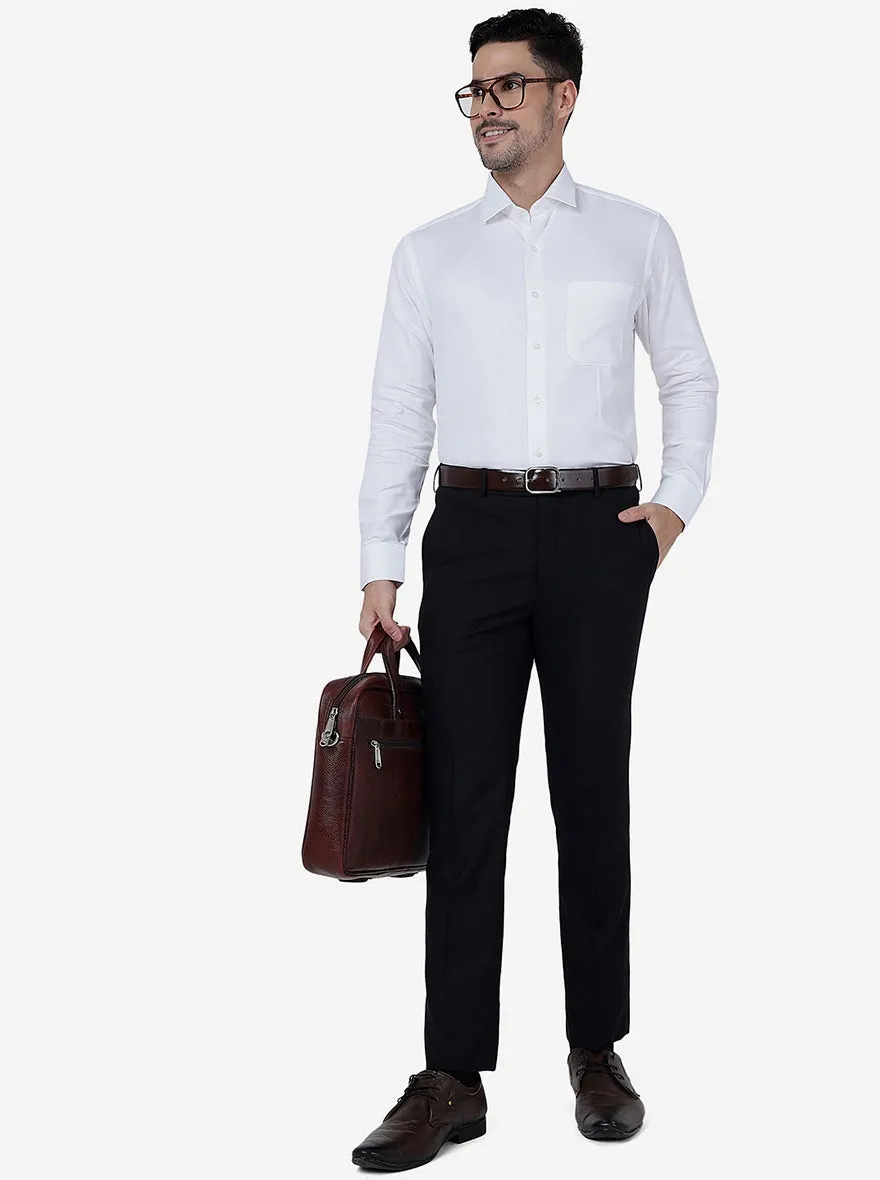 White Solid Slim Fit Formal Shirt | Metal