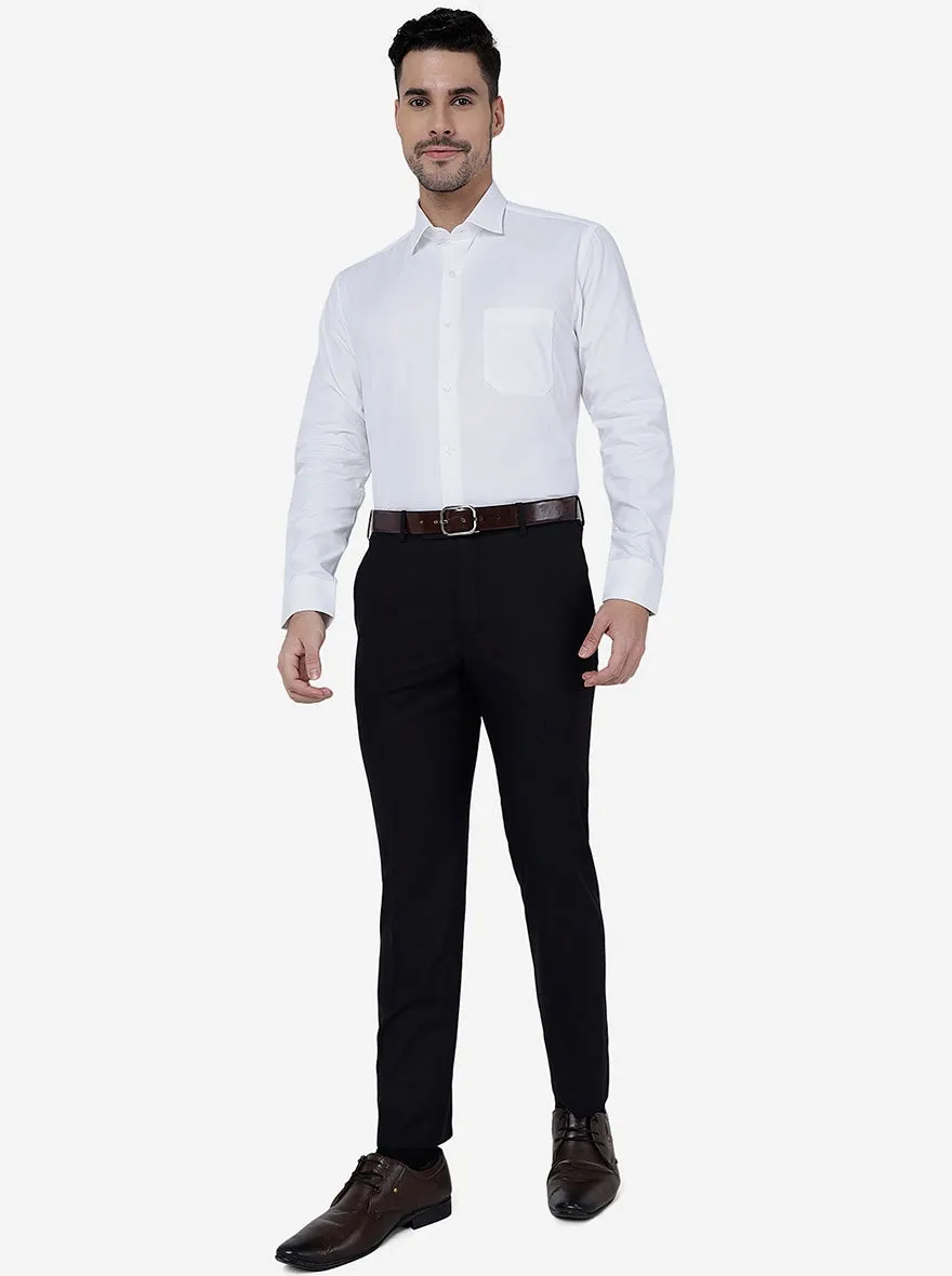 White Solid Slim Fit Formal Shirt | Metal