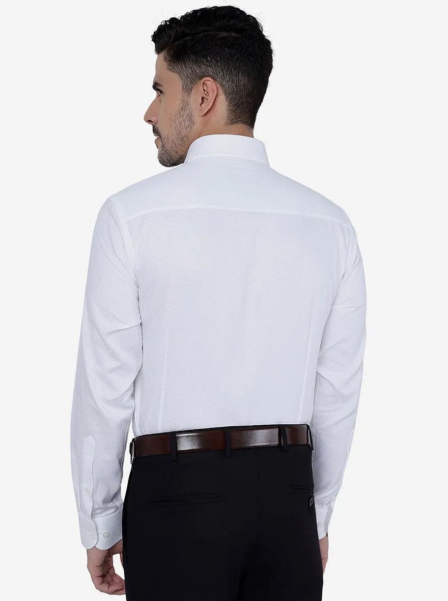 White Solid Slim Fit Formal Shirt | Metal