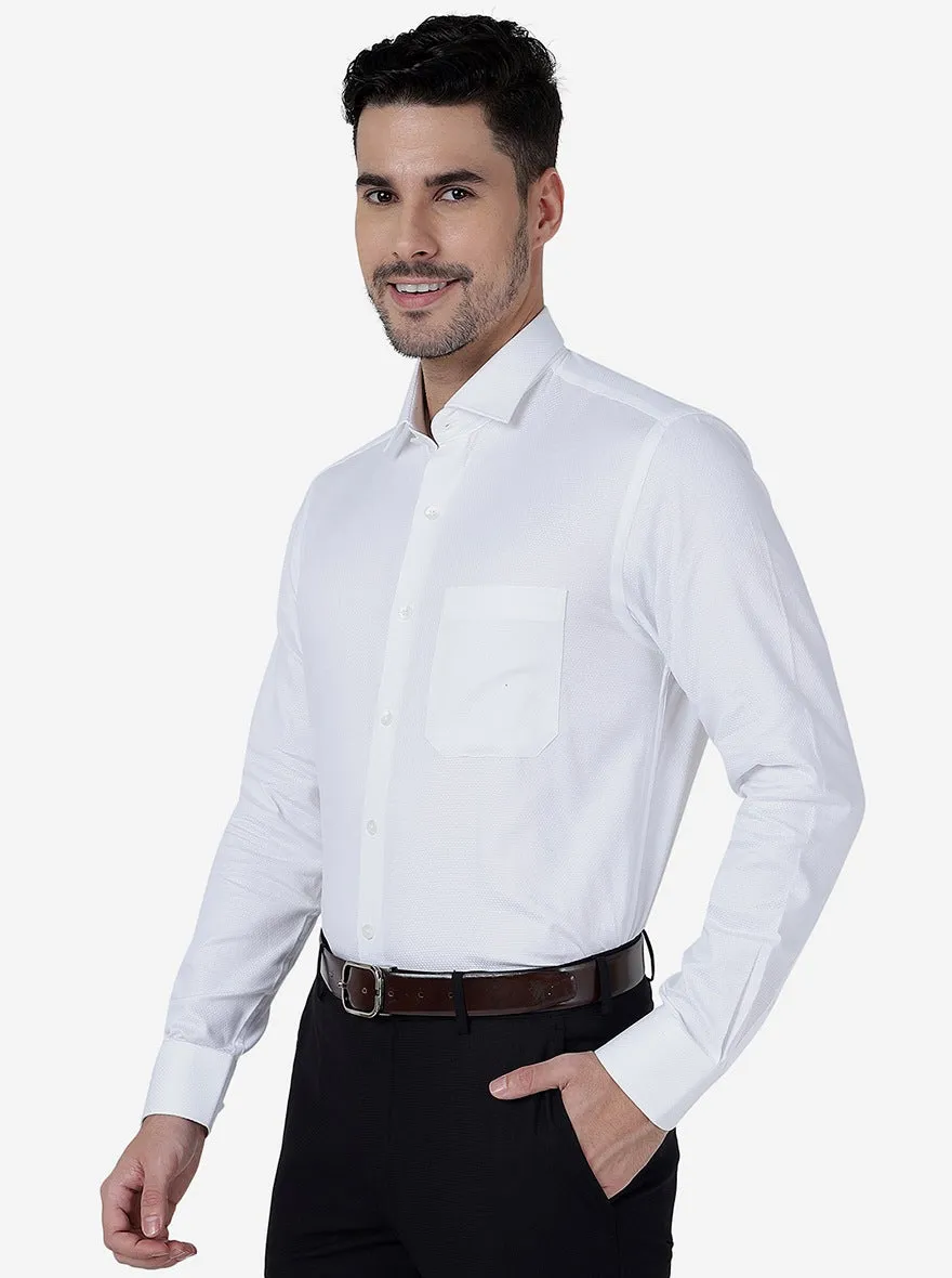 White Solid Slim Fit Formal Shirt | Metal