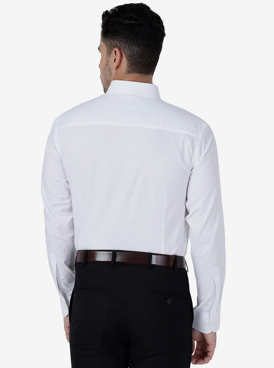 White Solid Slim Fit Formal Shirt | Metal