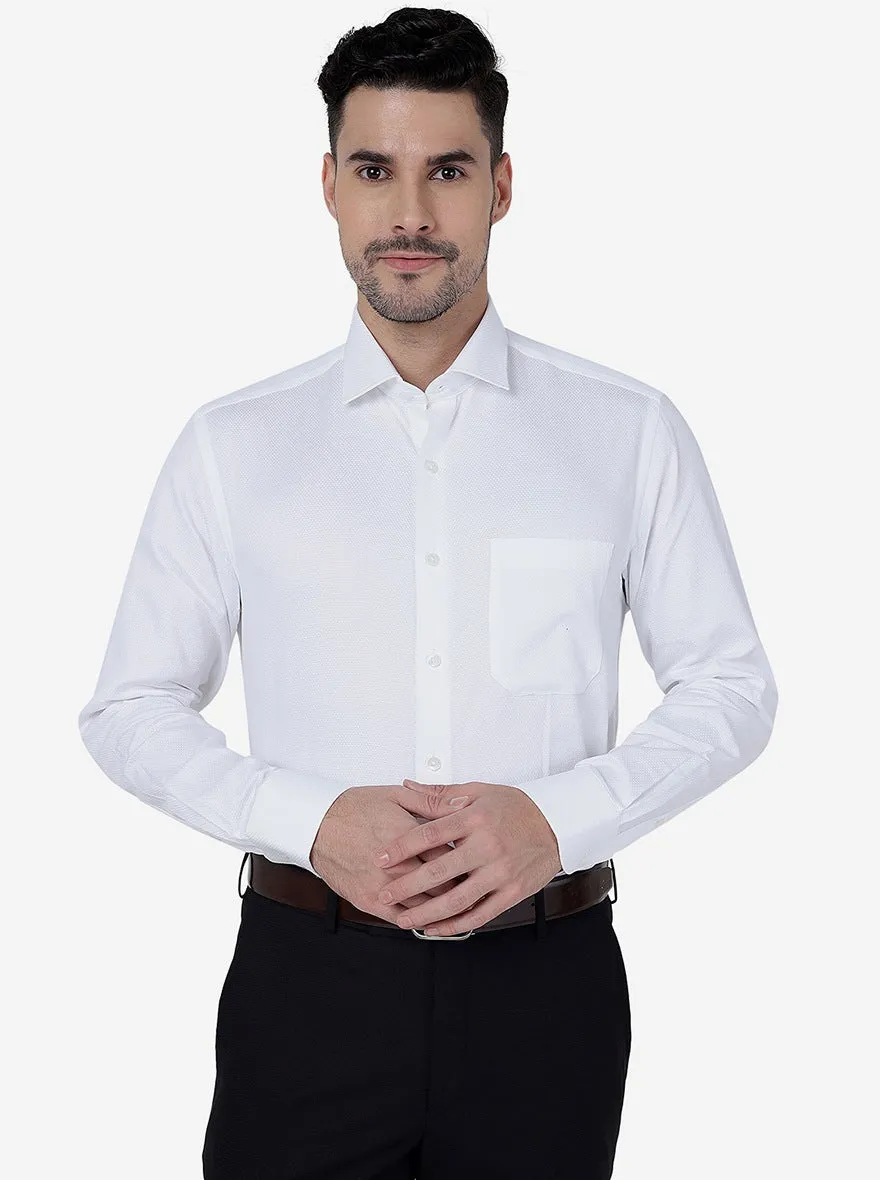 White Solid Slim Fit Formal Shirt | Metal