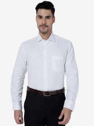 White Solid Slim Fit Formal Shirt | Metal