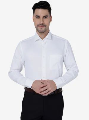 White Solid Slim Fit Formal Shirt | Metal