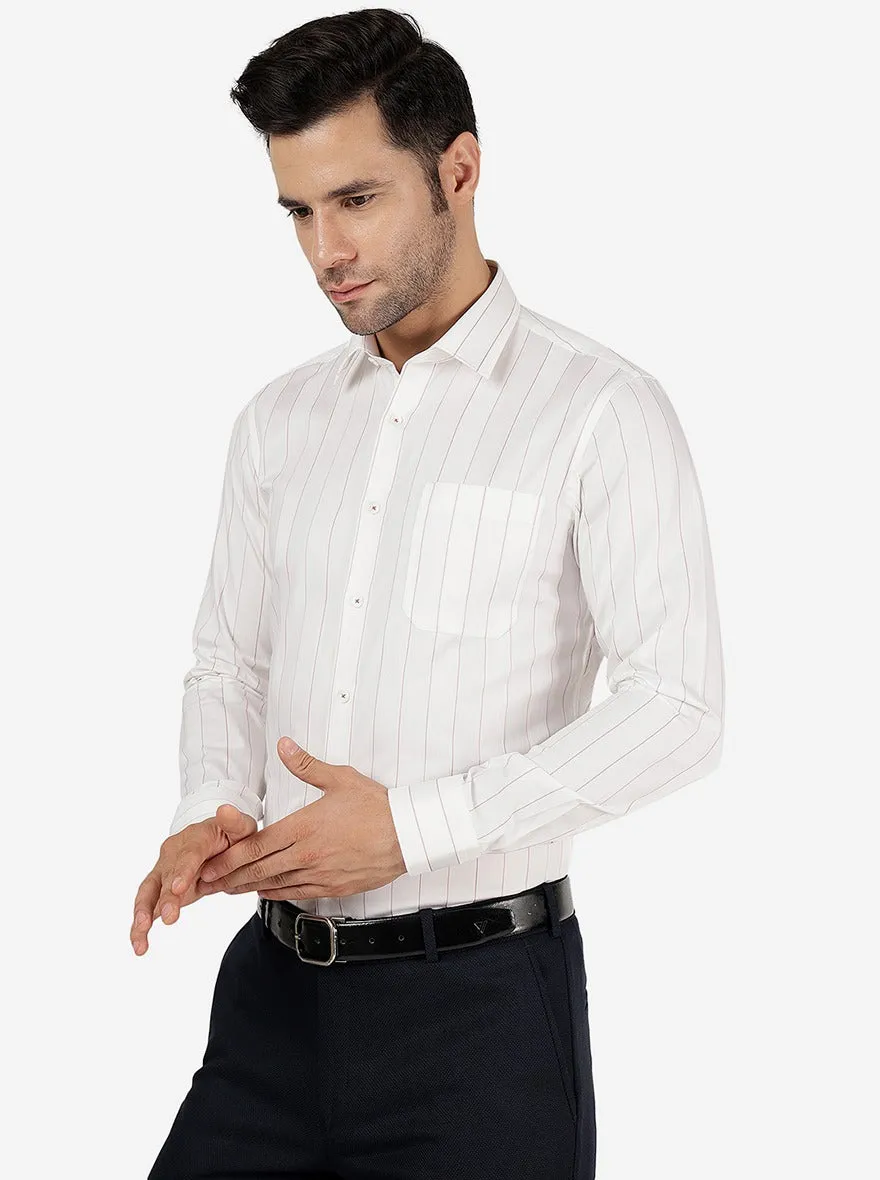 White Striped Slim Fit Formal Shirt | JadeBlue
