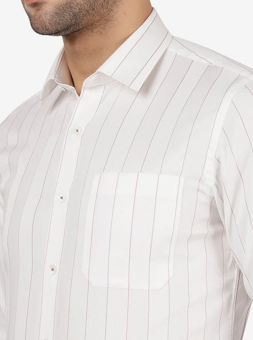 White Striped Slim Fit Formal Shirt | JadeBlue