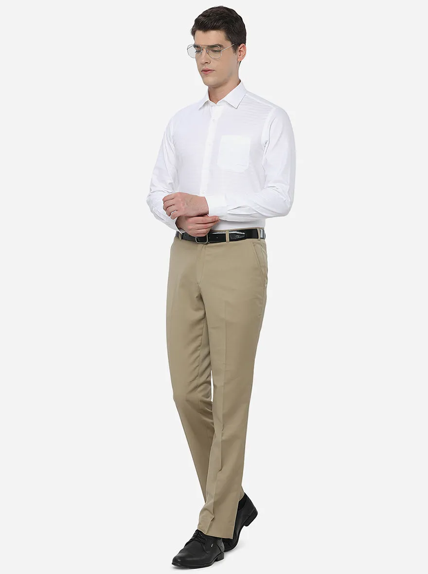 White Striped Slim Fit Formal Shirt | JadeBlue