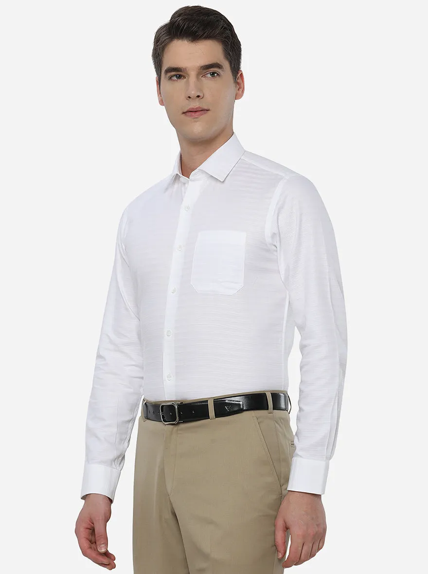 White Striped Slim Fit Formal Shirt | JadeBlue