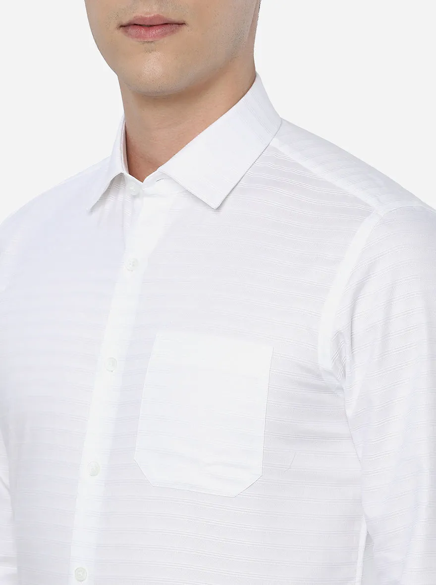 White Striped Slim Fit Formal Shirt | JadeBlue