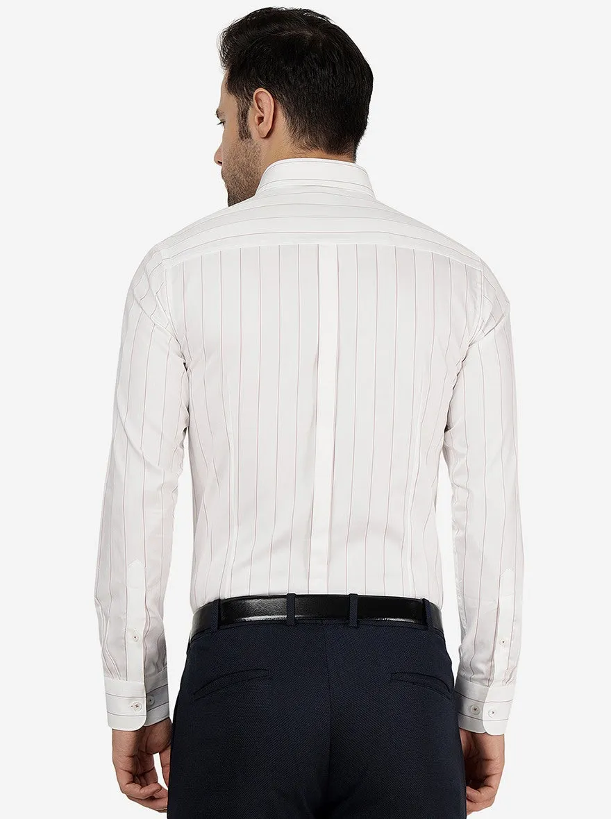 White Striped Slim Fit Formal Shirt | JadeBlue