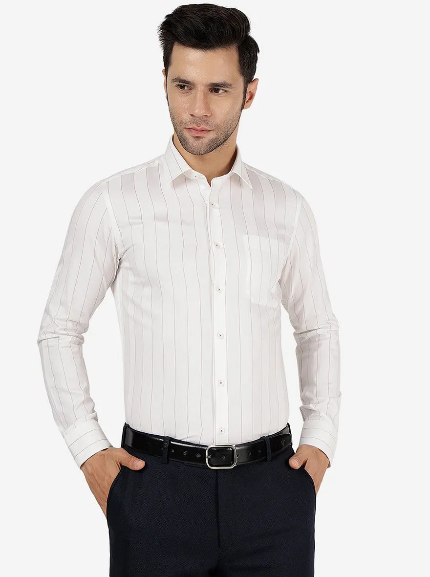 White Striped Slim Fit Formal Shirt | JadeBlue