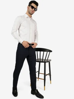 White Striped Slim Fit Formal Shirt | JadeBlue