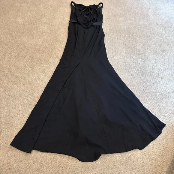 White by Vera Wang Gown Cowl Back Sash Black Tie Bridesmaid Formal Sz 8 VW360069