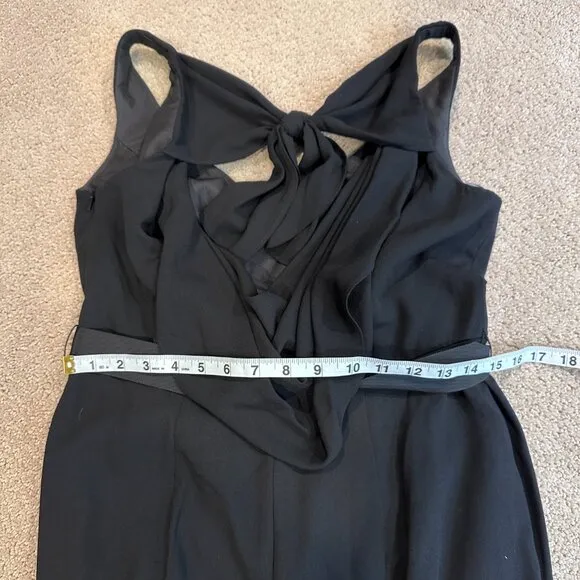 White by Vera Wang Gown Cowl Back Sash Black Tie Bridesmaid Formal Sz 8 VW360069