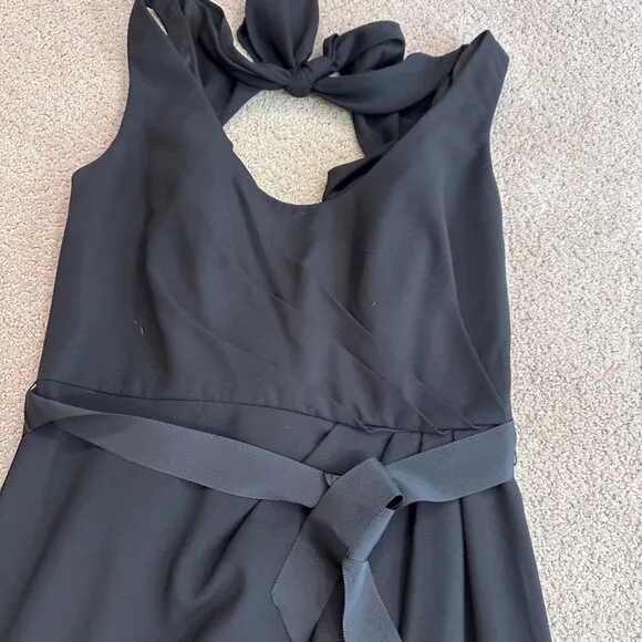 White by Vera Wang Gown Cowl Back Sash Black Tie Bridesmaid Formal Sz 8 VW360069