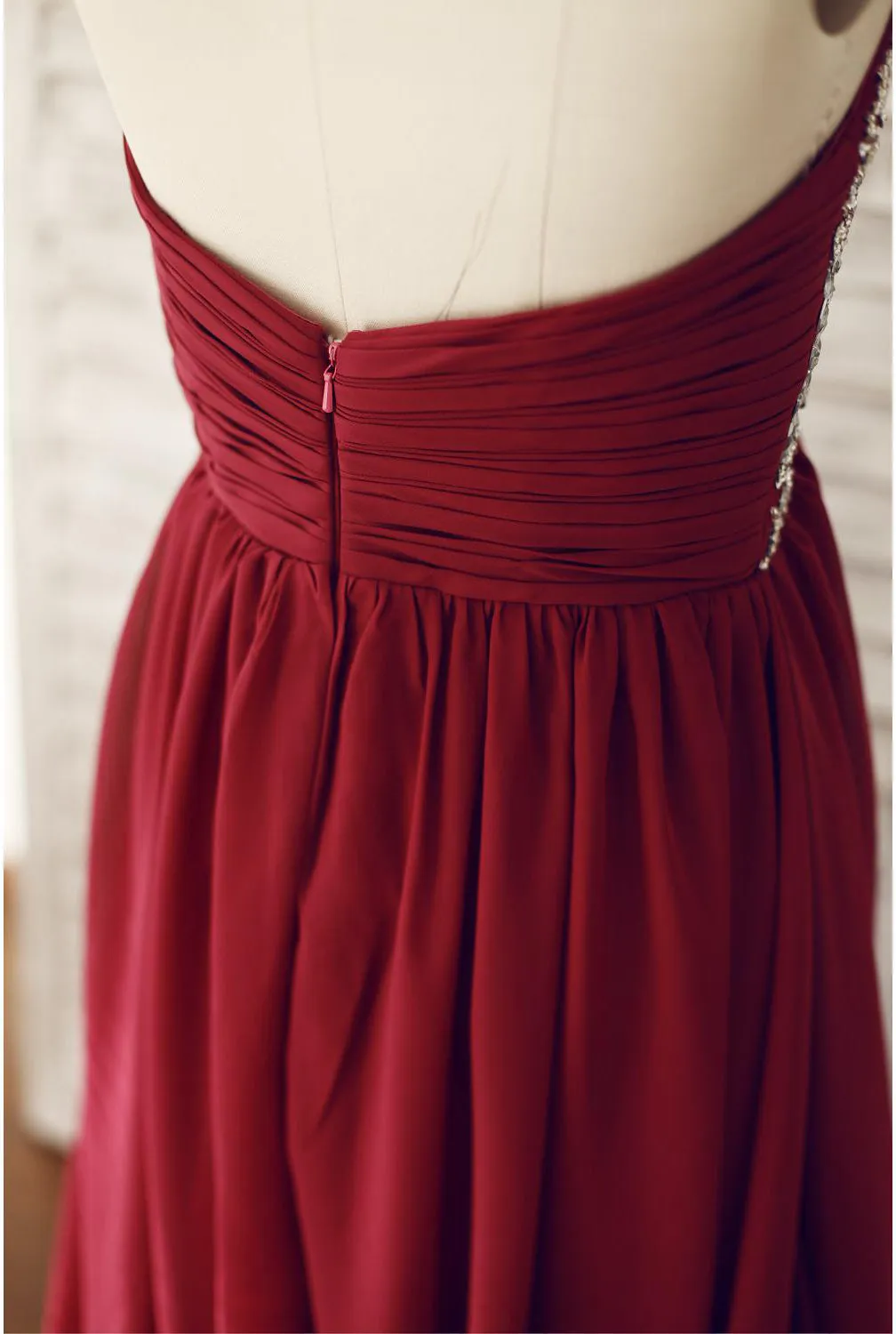 Wine Red Chiffon Beaded Sweetheart Floor Length Formal Dress, Charming Junior Prom Dress