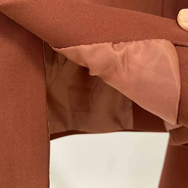 Women Brown Beige Pantsuit Double Breasts Fitted Blazer   Mid-High Rise Flare Trousers Pants Suit