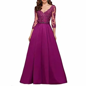 Women's A-Line Floral Lace Bridesmaid Dress Prom Party Dress