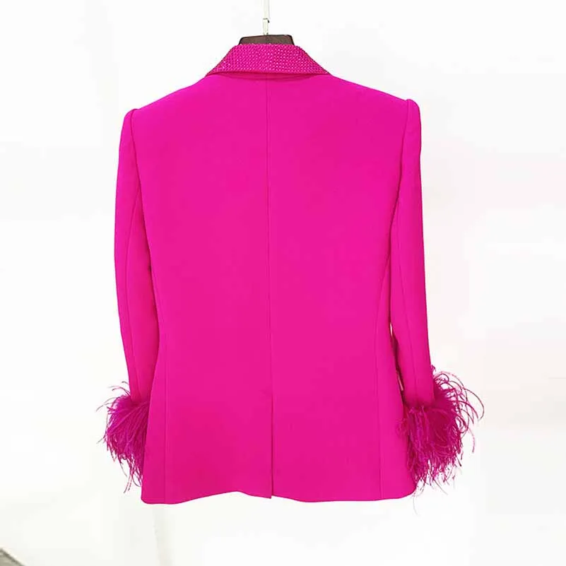 Women's Event Pantsuits with Feather One Button Wedding Suit Party Set