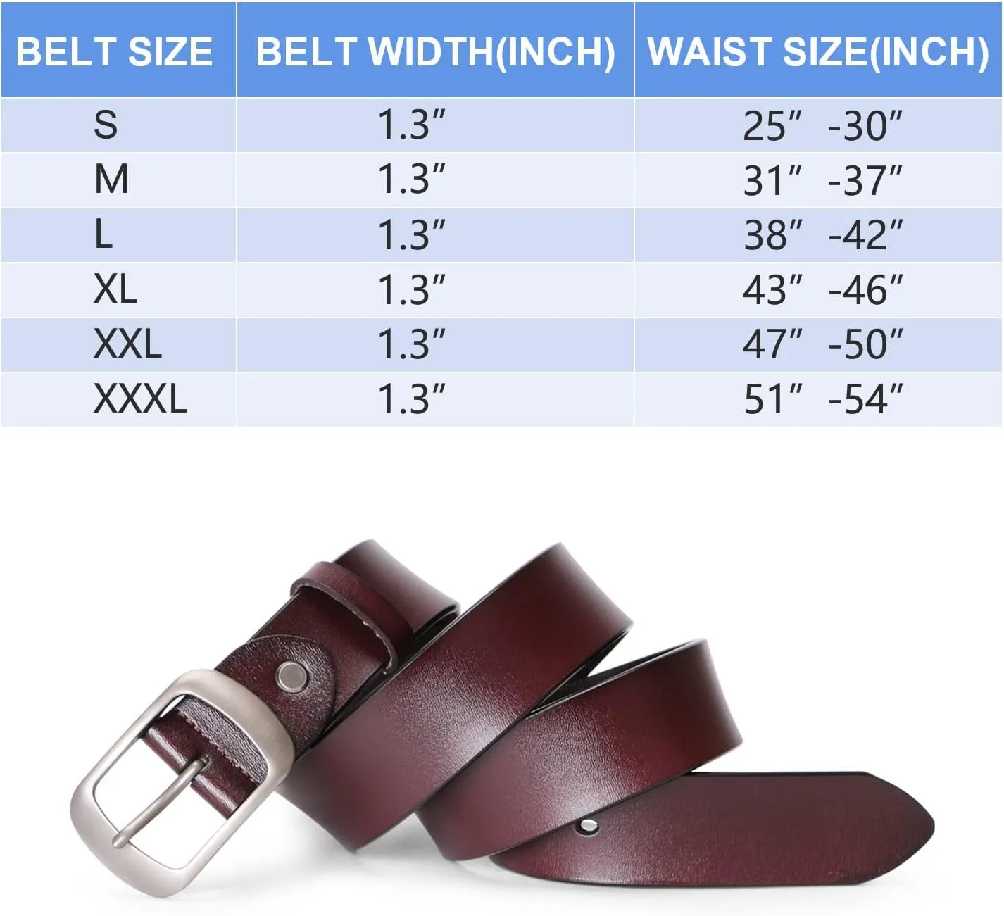 Womens Leather Belt for Jeans Pants with Pin Buckle width 1.3"