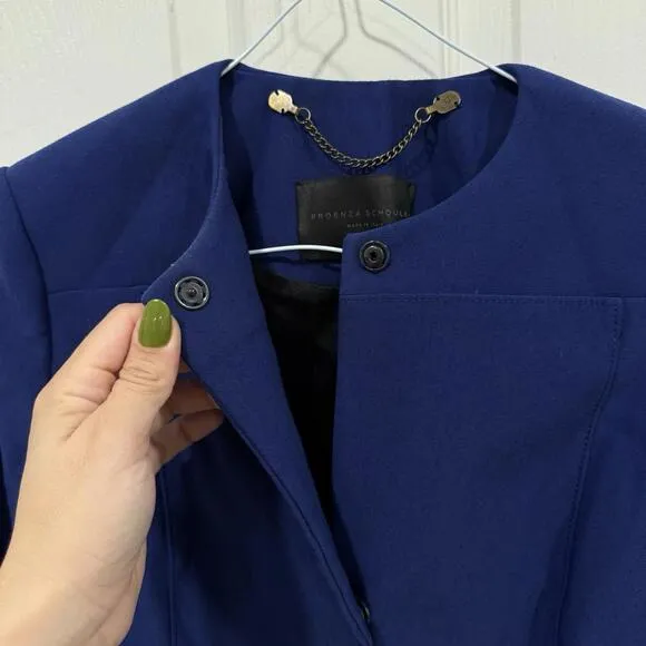 Women’s Proenza Schouler Blue Blazer Jacket Full Zip Size 4 Fancy Formal