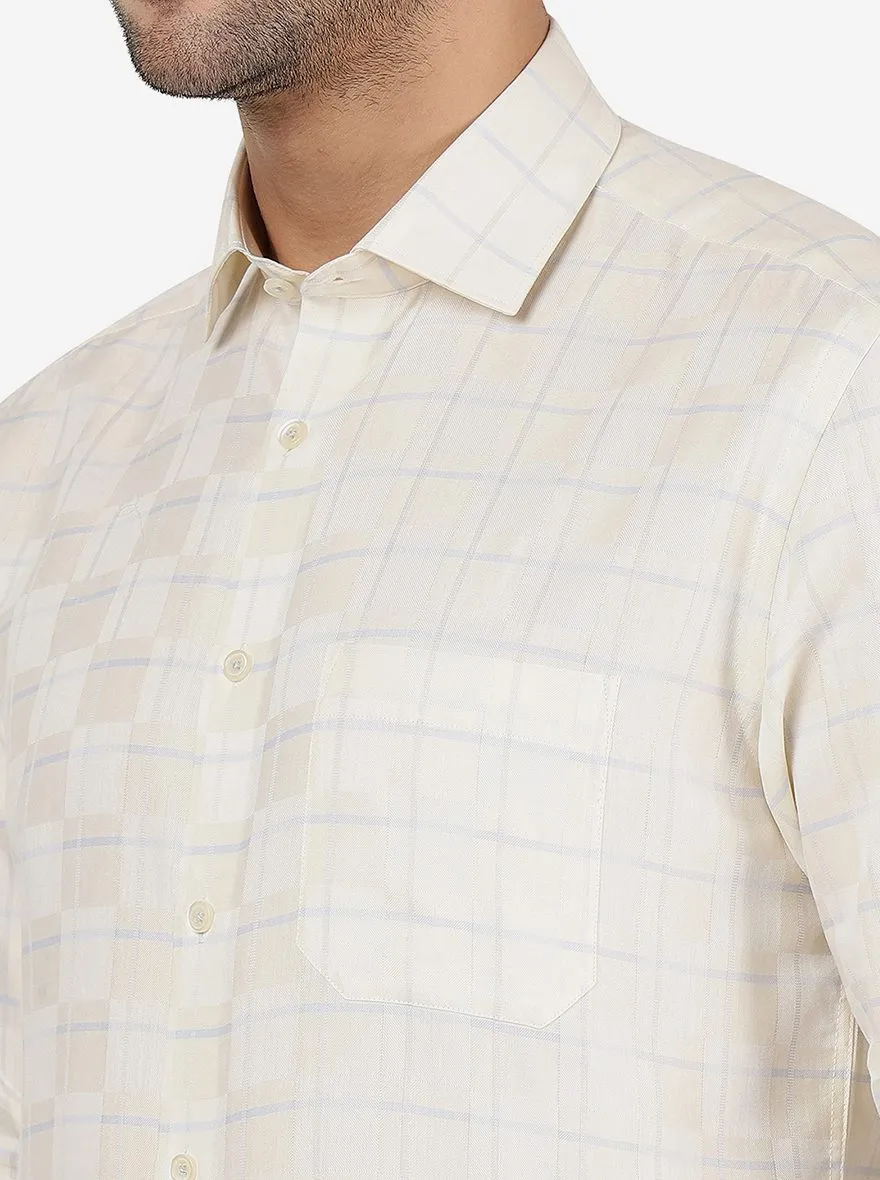Yellow Checked Regular Fit Formal Shirt | Greenfibre