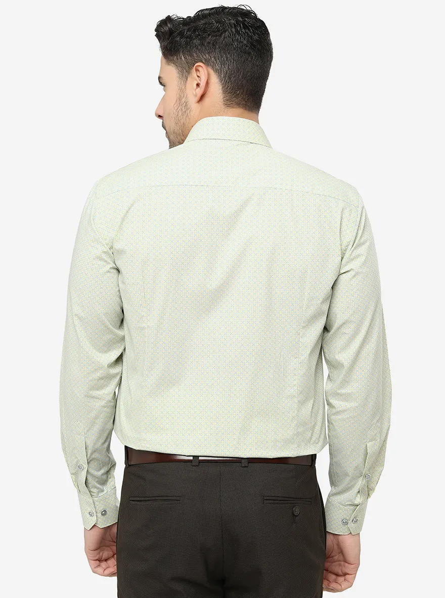Yellow Printed Slim Fit Formal Shirt | Greenfibre