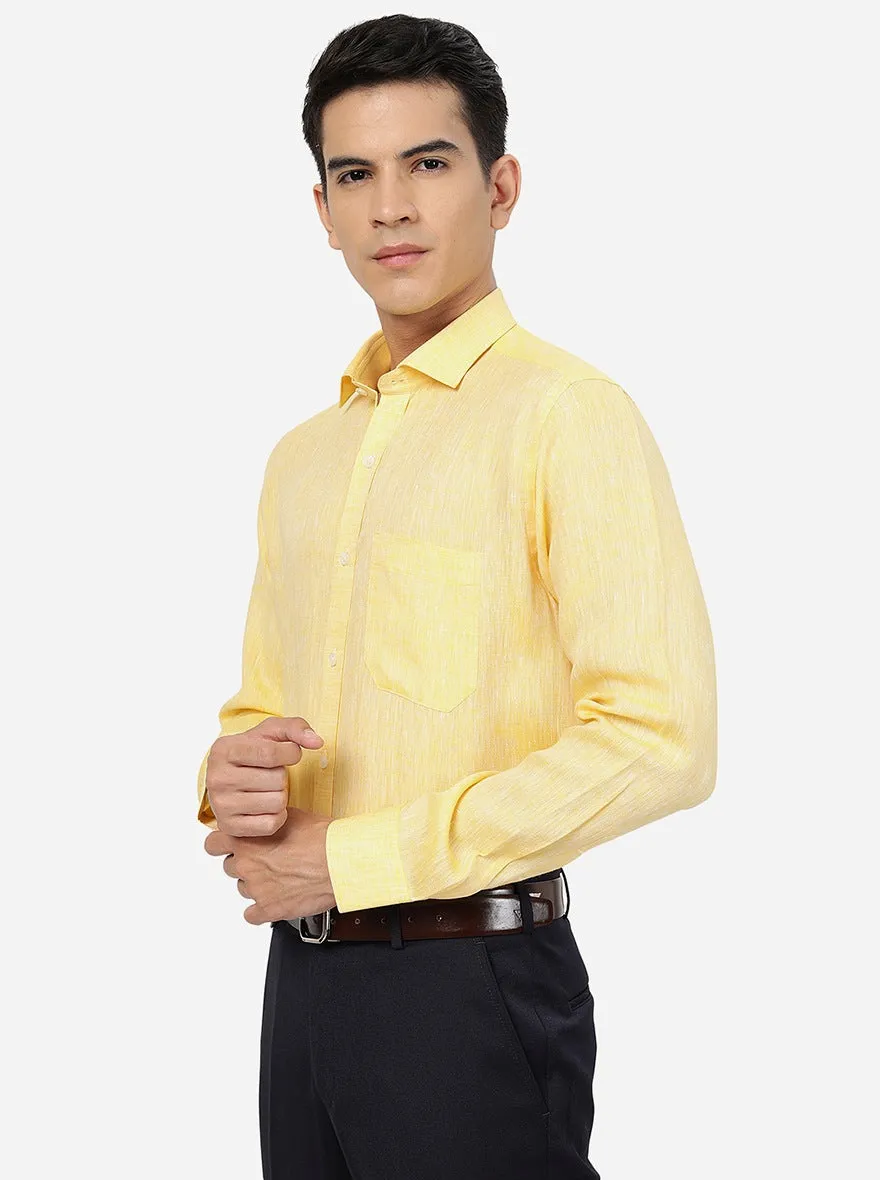 Yellow Solid Regular Fit Formal Shirt | JadeBlue