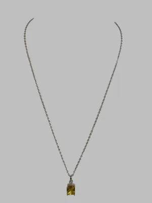 Yellow Stone/Silver 9"Chain Necklace